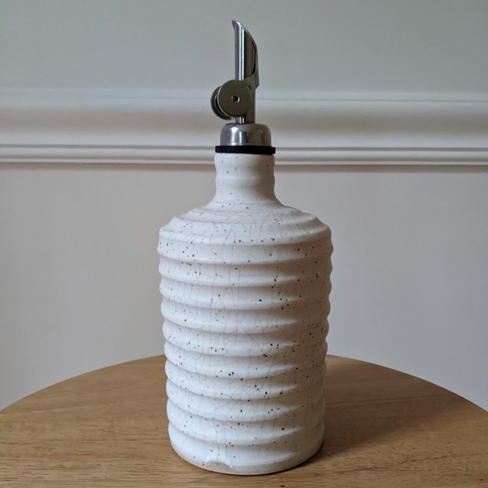 SANDBOX CERAMICS Ridge Oil Cruet - White - Picture 2 of 6